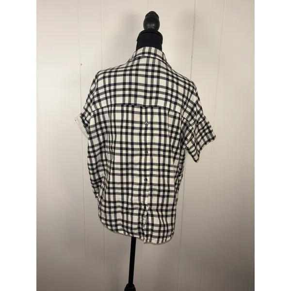 Madewell Courier Button-Back Shirt in‎ Double-Faced Plaid Size S Short Sleeve - Image 2