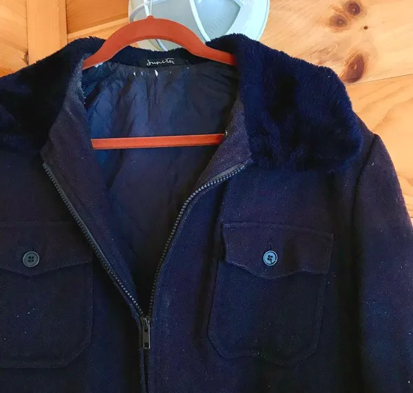 Vintage Made In France Blue Faux Fur Collar Jacket - Image 2