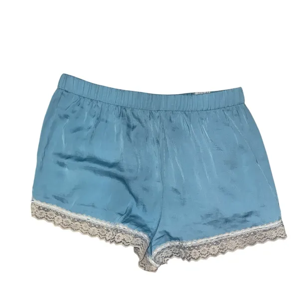 Urban Outfitters NEW Out From Under Annie Lace-Trim Satin Micro Short Cameo Blue Medium - Image 6