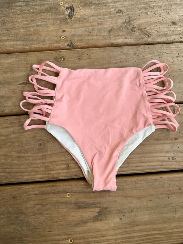 NWOT L*Space Tripp high waist strappy bikini bottoms pink - Image 3