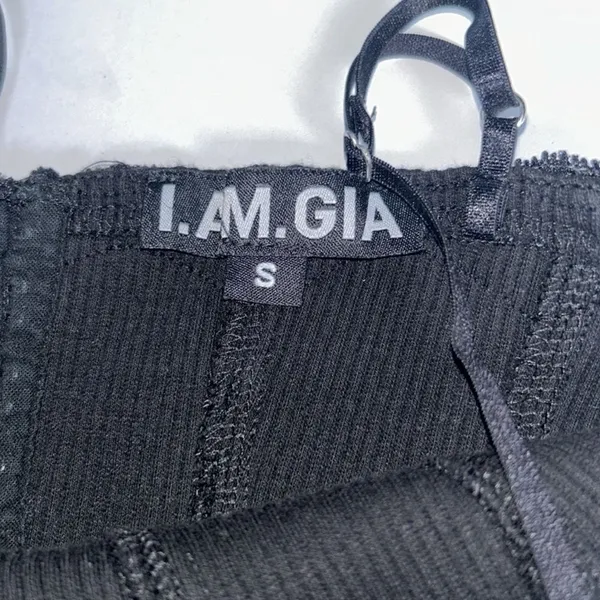 I.AM.GIA Lena Cropped Corset Cami with Lace Trim in Black Sz S NWOT - Image 7