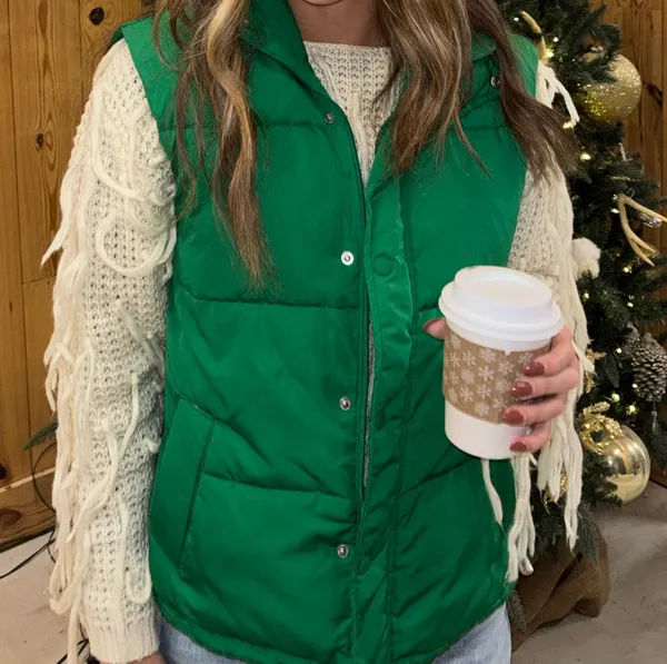Green puffer vest - Image 2