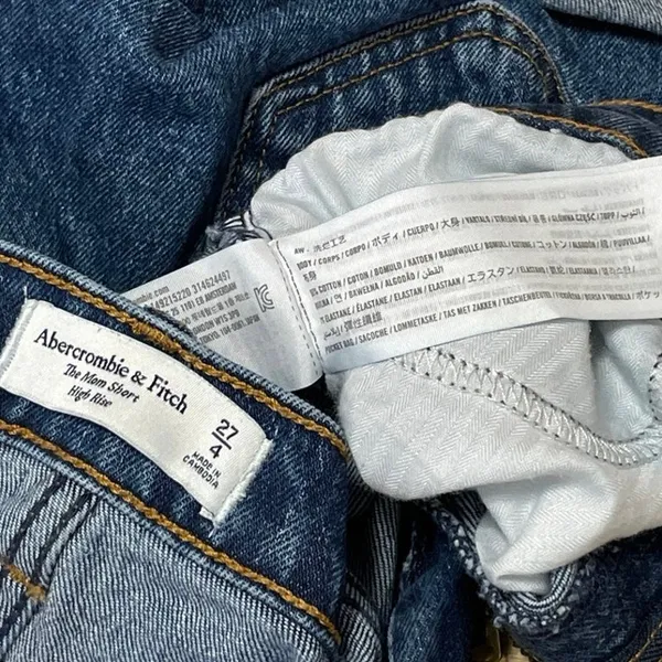 Abercrombie & Fitch The Mom Women's Blue High Rise Cut Off Denim Jean Shorts 27 - Image 4