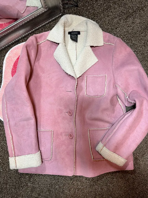 Y2k Soft pink warm suede jacket - Image 3