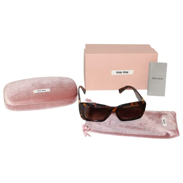 Miu Miu SMU 07Y 53mm Rectangular Sunglasses in Blond Havana - Image 12