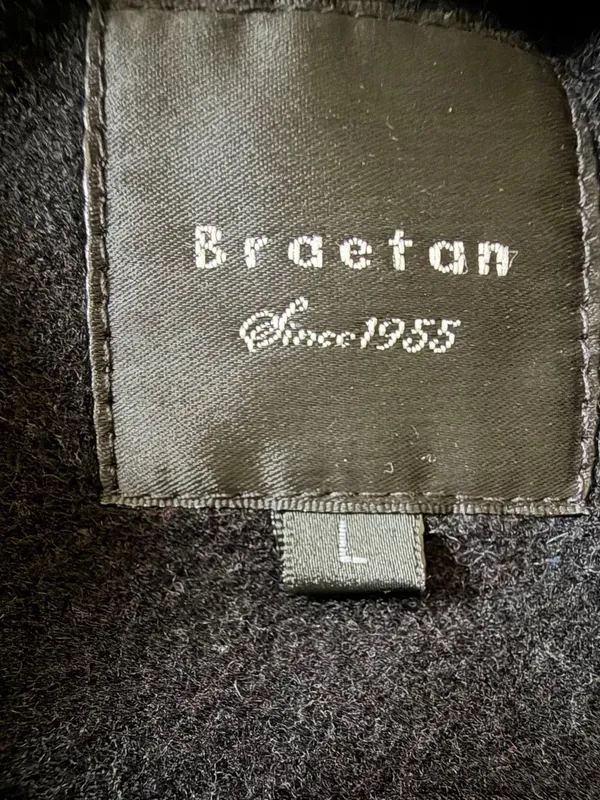 Braetan Black Wool Blend Hooded Peacoat Size L Double Breasted - Image 3