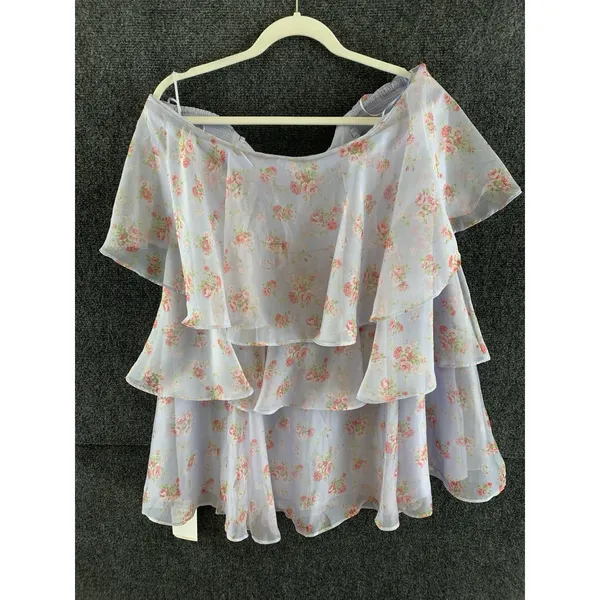 Abercrombie & Fitch Floral Tiered Mini Dress Strapless Pastel Summer XL Tall New - Image 6
