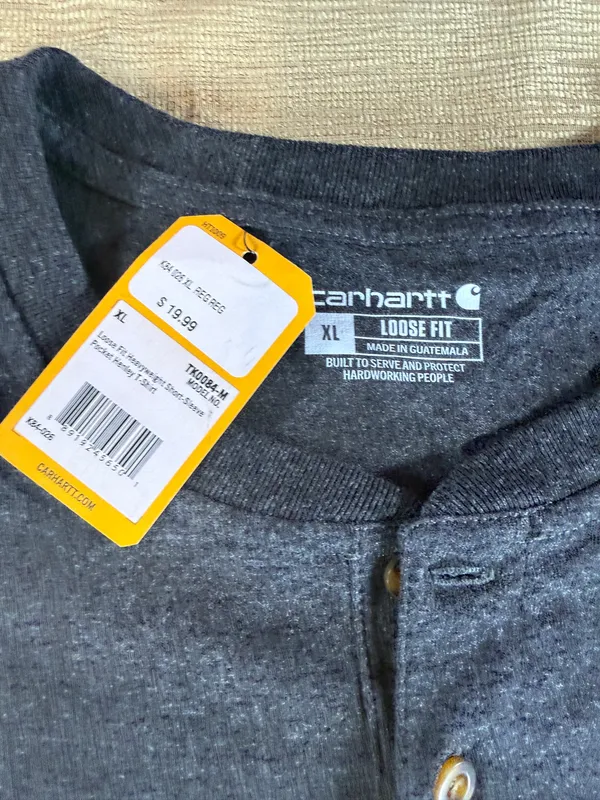 Carhartt Men’s XL Loose Fit Henley T Shirt Pocket Dark Gray NWT TK0084-M - Image 16