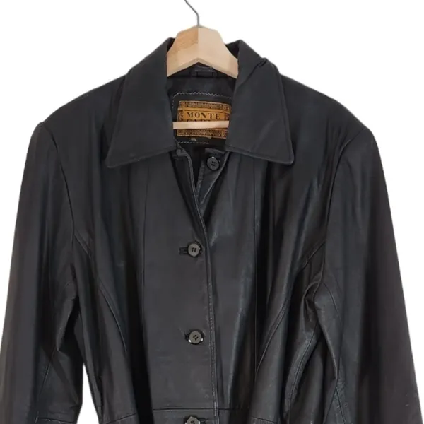 Vintage Monte Carlo Y2k 90s Leather Jacket in Black Size Large - Image 4