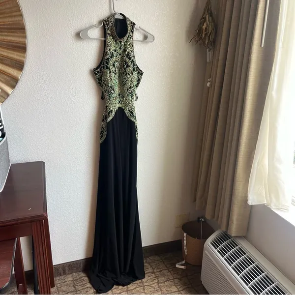 Sherri Hill 50153 Black/Green Beaded Prom Dress - Image 7
