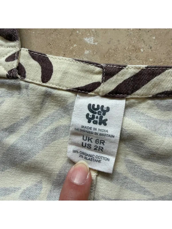 Lucy & Yak Dungarees Overalls Zebra Print Cream Brown Organic Cotton US Size 2R - Image 6