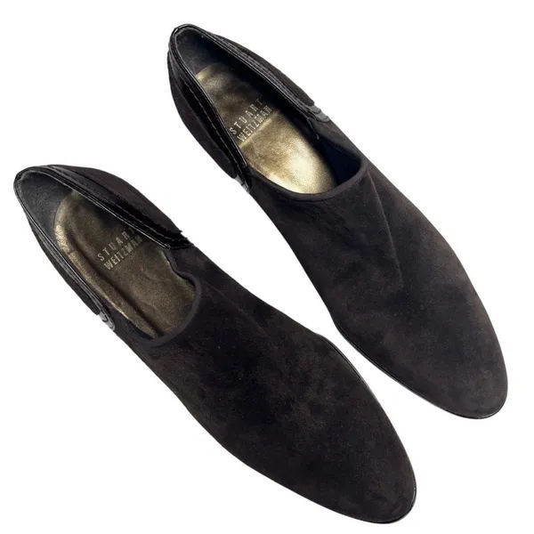 Stuart Weitzman‎ High-Vamp Suede Heeled Loafers Ankle Booties - Image 9