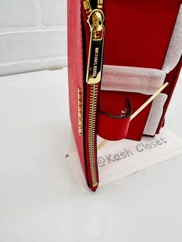 Double Zip Wristlet Wallet Bright Red - Image 6