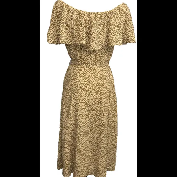 Anthropologie Designer Classy Animal Print Flutter Sleeve Boho Button‎ Dress 0 - Image 7