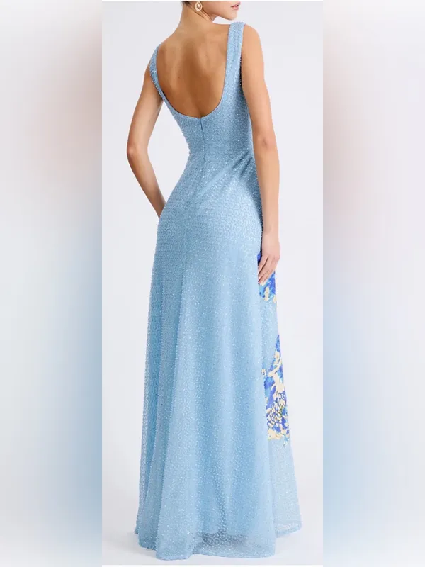 NEW HELSI Jackie Floral Beaded Baby Blue Gown Sz L - Image 2