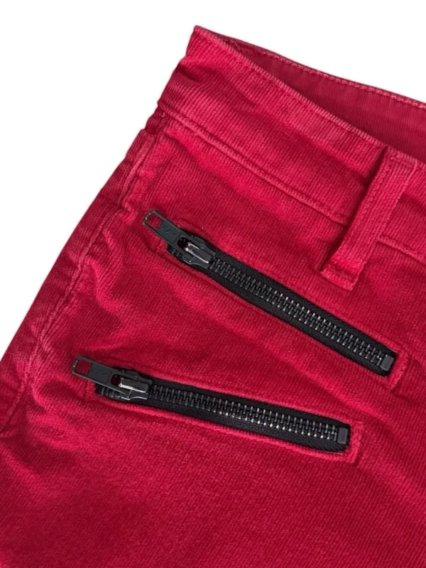 J Brand Great Red Corduroy Skinny Black Zippers Low Rise Ankle Zoey Pants 27 - Image 4