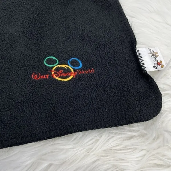 Disney Scarf Mickey Mouse Unisex 62" Black Muffler Neck Embroidered Vintage - Image 4
