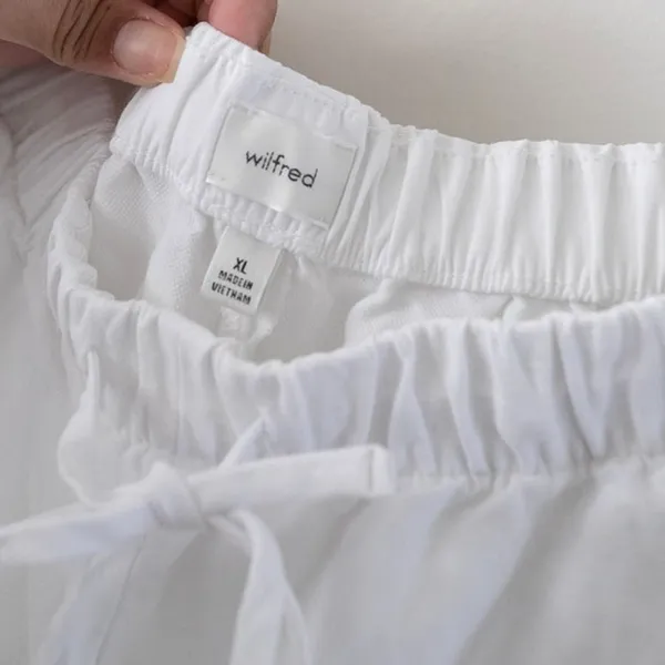 Aritzia Wilfred The Lodge High-Rise Relaxed Wide-Leg White Linen Pants Size XL - Image 5