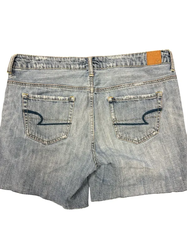 Y2K American Eagle Denim Shorts Size 10 Light Wash 2000s Style Distressed - Image 4