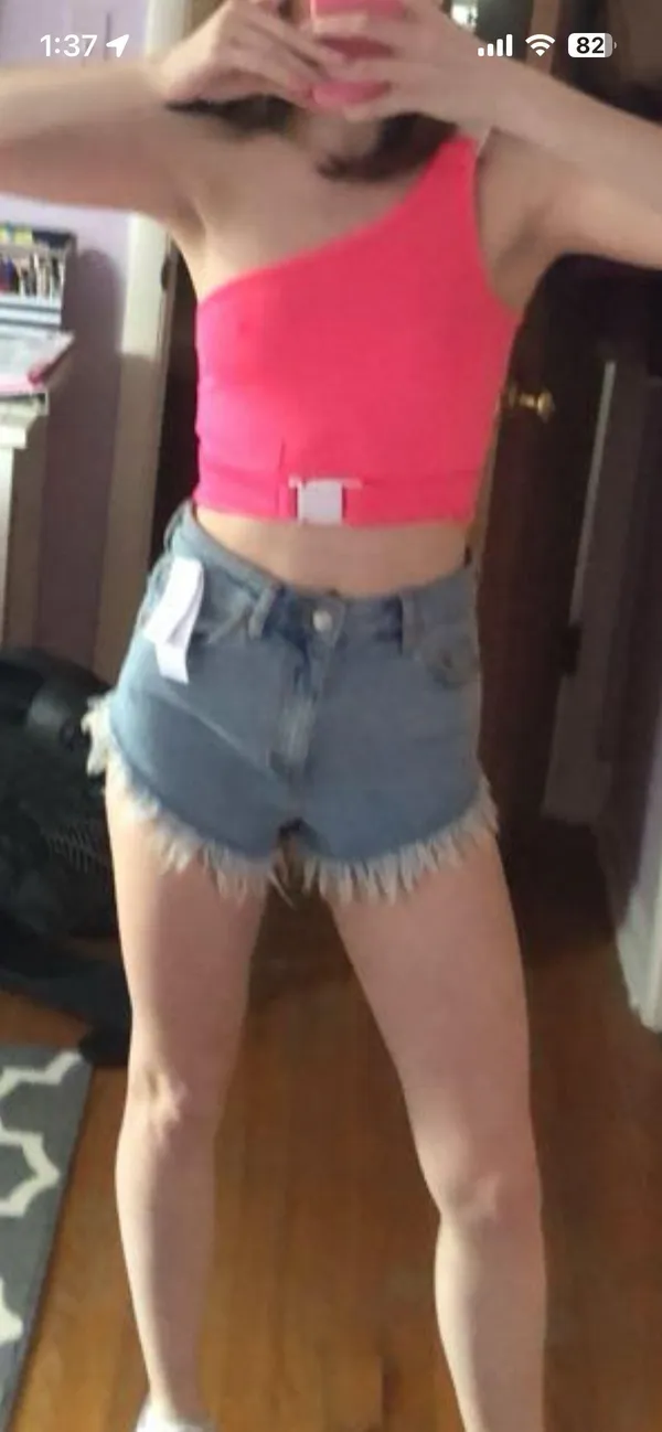 Topshop Kiri Moto Light Wash Denim Shorts - Image 7