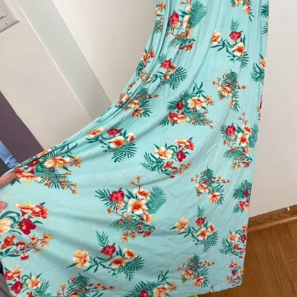 OLIVE & OAK LULUS Sleeveless Floral Maxi Dress Aqua Blue Pink Tropical Hawaiian - Image 10