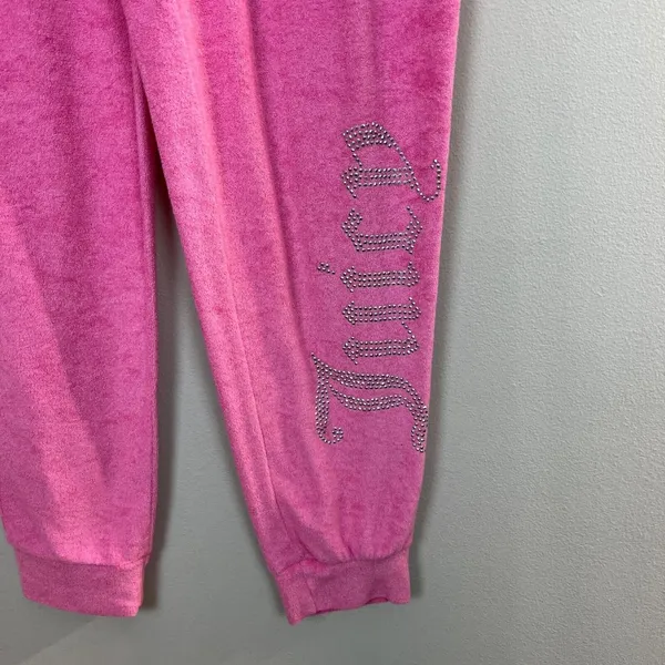 Juicy Couture Sleepwear Jogger Pants Large Pink Studded‎ Drawstring Lounge - Image 2