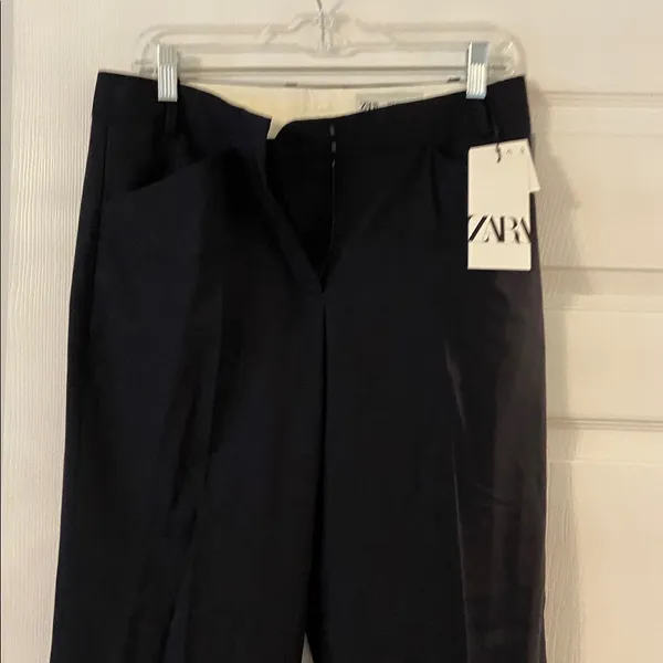 Zara Wool Blend Elegant Black Trousers size M inseam 32” waist 32” brand new - Image 2