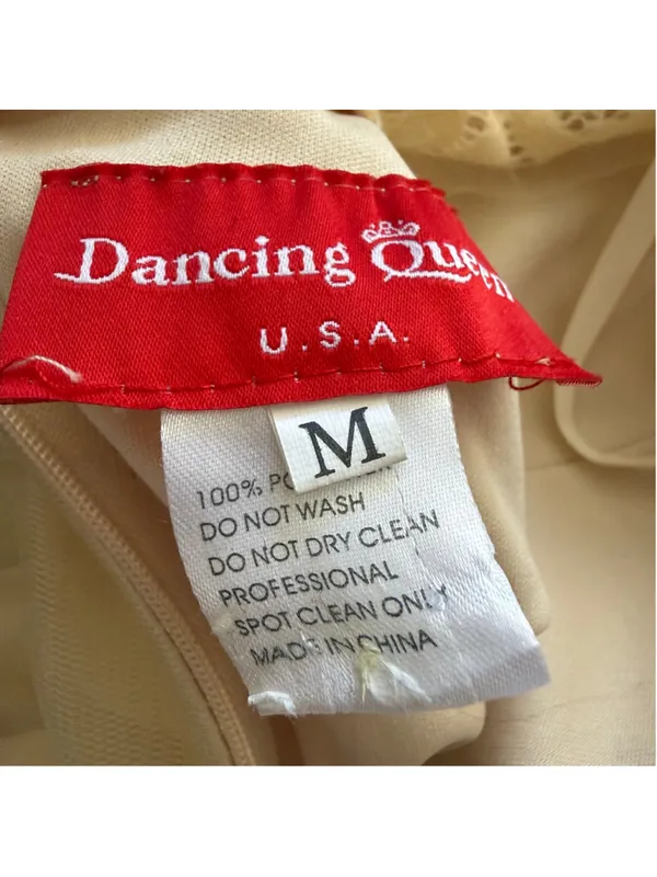 Dancing Queen cream floral sheer mesh dress beaded fairy princess homecoming M - Image 8