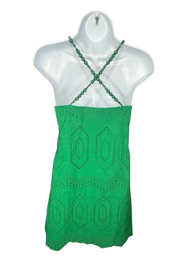 Hyacinth House NEW Green Eyelet Beaded Strap Mini Ibiza Cocktail Dress Size XS - Image 8