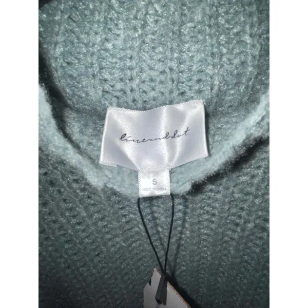 NWT Line and Dot mock neck sweater, size small, blue - Image 4