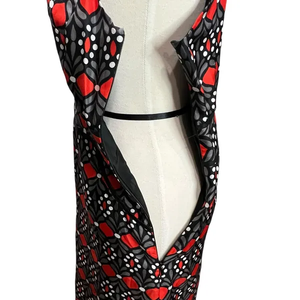 Milly Sheath Dress 2 Black Gray Red Silk Geometric‎ Sleeveless Modern Chic Party - Image 4