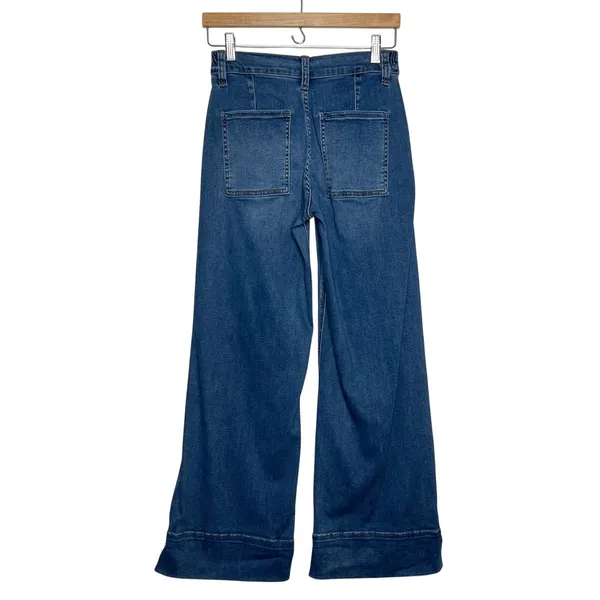 Vervet High Rise Wide Leg Jeans Size 25 Blue Stretch Denim Patch Pocket - Image 2