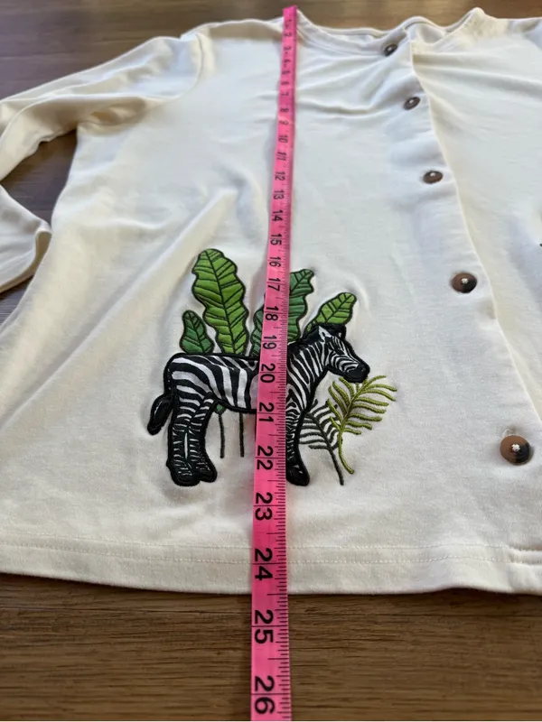 Blair Cream Embroidered Zebra Button Down Shirt XL Grandmacore Safari Animal - Image 8