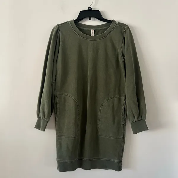 Anthropologie Daily Practice Washed Tunic Moss Green Dress NWT Size XSP - Image 3