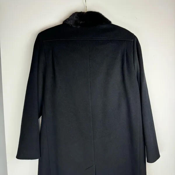 Vtg ALORNA 100% Wool Long Fur Collar Jacket Overcoat - Image 9