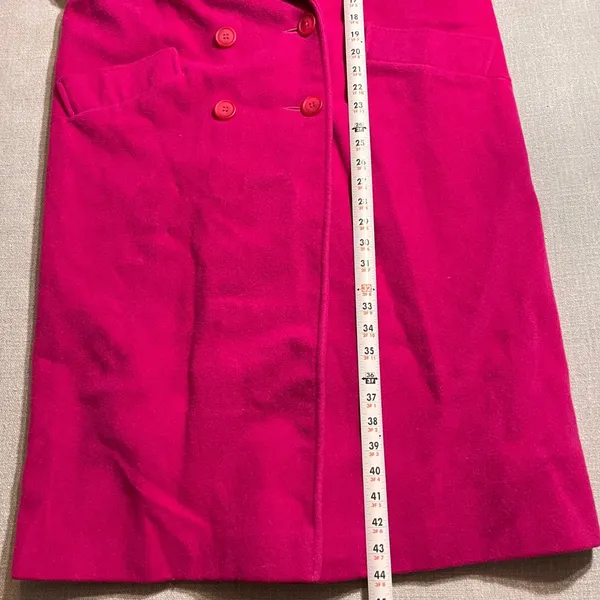 Vintage Wool Fuschia‎ Double Breasted Overcoat Made in USA Pink Heavy - Image 4