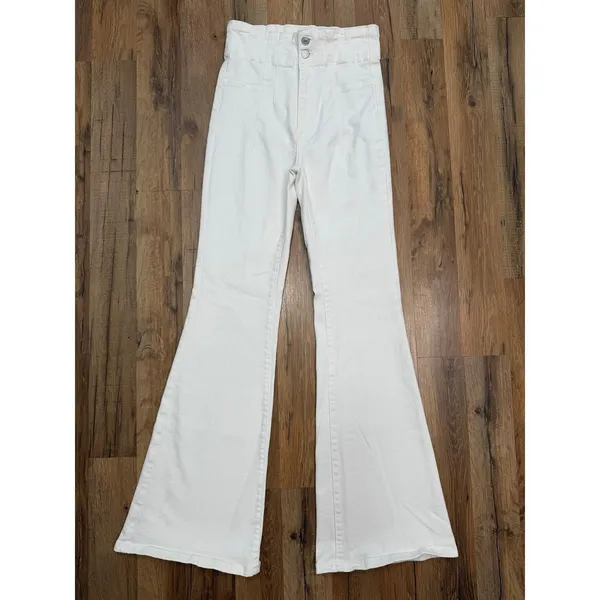We‎ The Free White Flare Jeans High Rise Boho Stretch Size 28 - Image 6