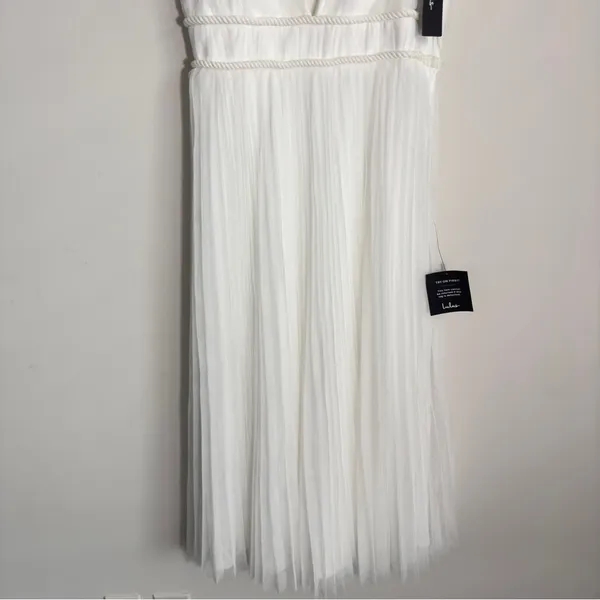 New Lulus Medium Sweet Greek Goddess‎ White Mesh Dress Romantic Cottagecore - Image 7