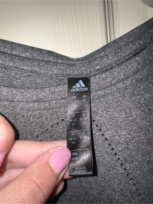 adidas Women’s Charcoal Gray Short Sleeve Logo Tee - Image 2