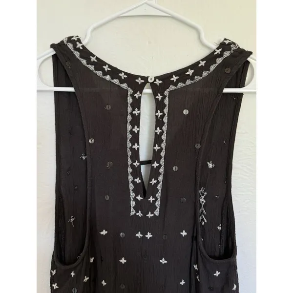 Intimately Free People Black Tank Flowy Cut Out V Neck‎ Sequin Romper X Small - Image 8