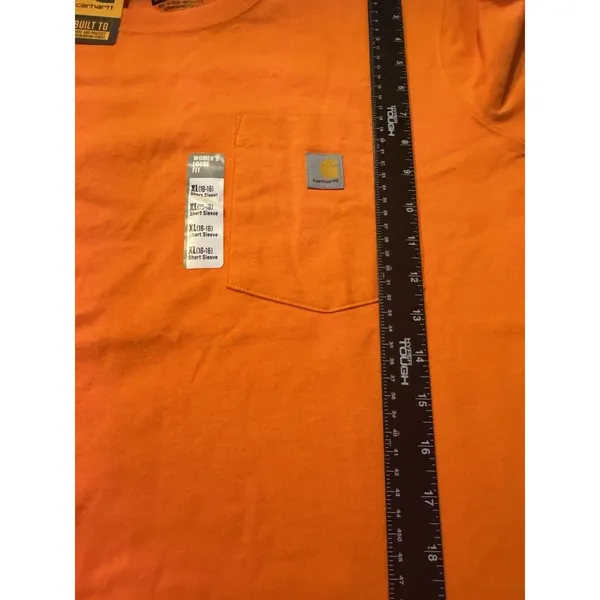Carhartt Women Loose Fit Heavyweight Short-Sleeve Pocket T-Shirt XLBright Orange - Image 11