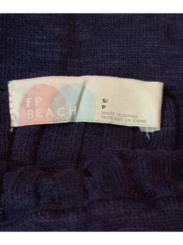 Free People Beach Maxi Skirt Small Navy Blue Stretch Ribbed Knit Pull On Classic - Image 4