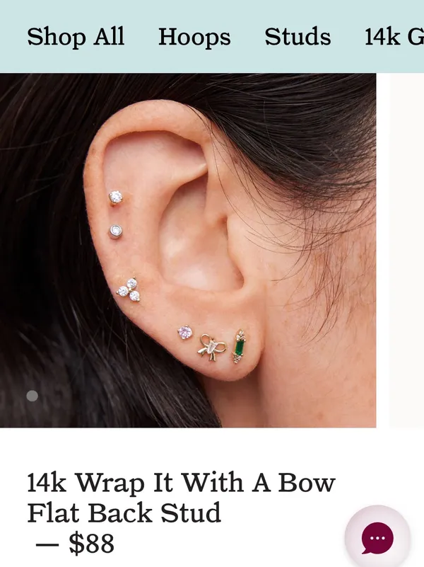 Rowan 14k Wrap It With A Bow Flat Back Stud Earring Gold - Image 2