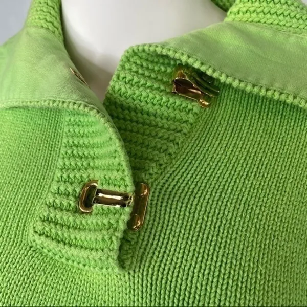 Ralph Lauren Jeans Co Toggle Collar Sweater Small Green Cotton Preppy Fisherman - Image 3