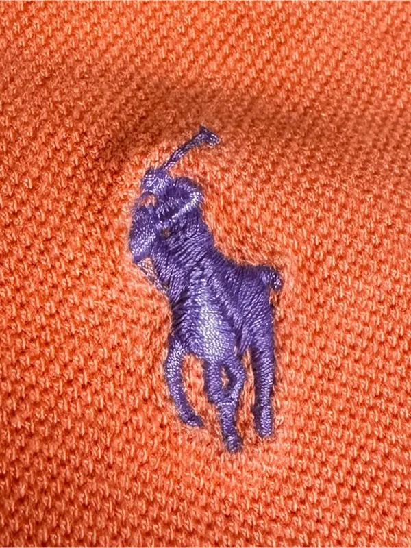 Ralph Lauren Polo Shirt Womens Large Peach Orange Lilac Classic Fit Preppy Y2K - Image 3