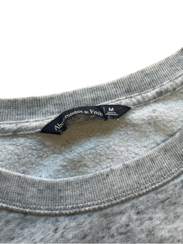 Abercrombie & Fitch Gray Cropped Fleece Sweatshirt Womens M Retro Stripe Y2K Top - Image 9
