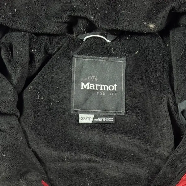 Marmot Puffer Jacket XS Red 700 Fill Down Quilted Hooded Winter Coat Longline - Image 3