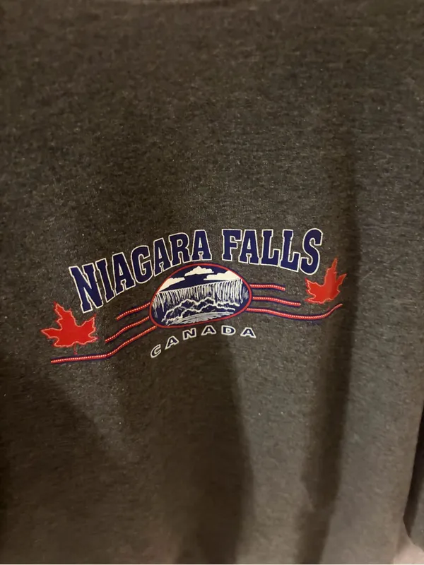 TC Black Crewneck Sweatshirt with Niagara Falls Red & Blue Graphic - Image 2
