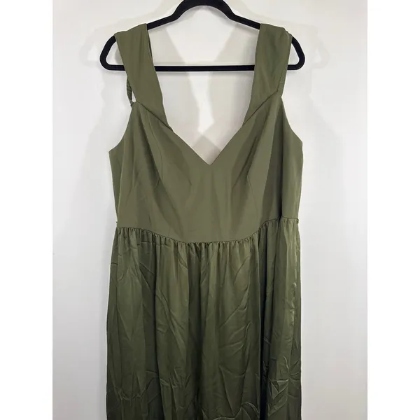 DB Studio Maxi Dress Gown Green V-Neck‎ Sleeveless Women 20 Formal Wedding Guest - Image 3