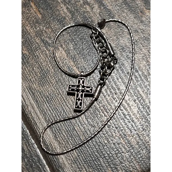 Brighton Seville‎ Cross Necklace Reversable Silver Gold 16" Two-Tone Scrollwork - Image 4